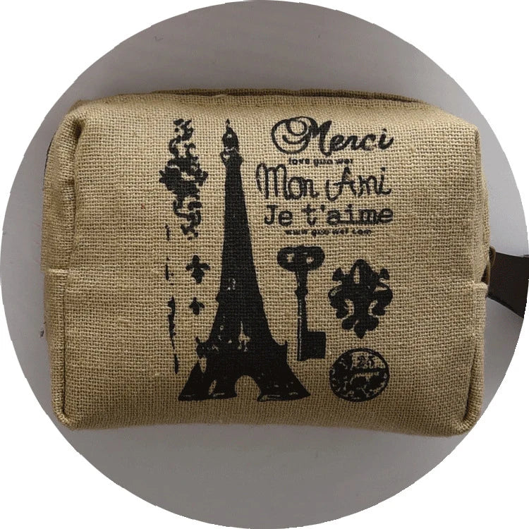 Women's Retro Small Canvas Coin Bags Purse Money Wallet ID Credit Card Holder Earphones Keys Storage Bags Zipper Square Pouch